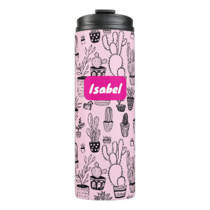 Kaktus Topfpflanzen Süßes Muster PERSONALISIERTES  Thermosbecher