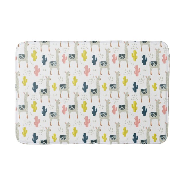 Kaktus-u. Lama-Muster Badematte (Vorderseite)