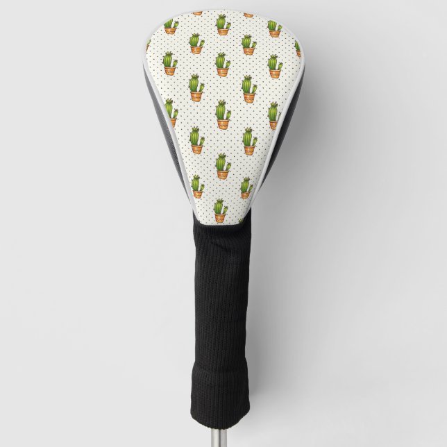 Kaktus u. saftiges Polk-Punkt-Muster Golf Headcover (Vorderseite)