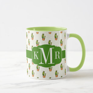 Kaktus u. saftiges Polk-Punkt-Muster Tasse