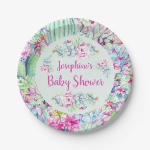 Kaktus-u. Succulents-Babyparty Pappteller