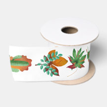 Kaktus- und Blatt-Satinband
