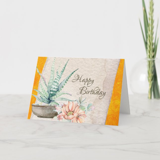 Kaktus und Blume Südwestwüste Geburtstag Karte (Vorderseite)