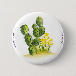 Kaktus und gelber Blumen-Button-Rückseiten-Knopf Button