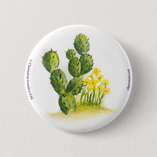 Kaktus und gelber Blumen-Button-Rückseiten-Knopf Button