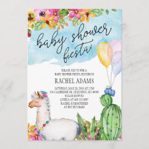 Kaktus-und Lama-Babyparty-Fiesta-Einladung Einladung