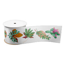 Kaktus und Leaf Satin Ribbon