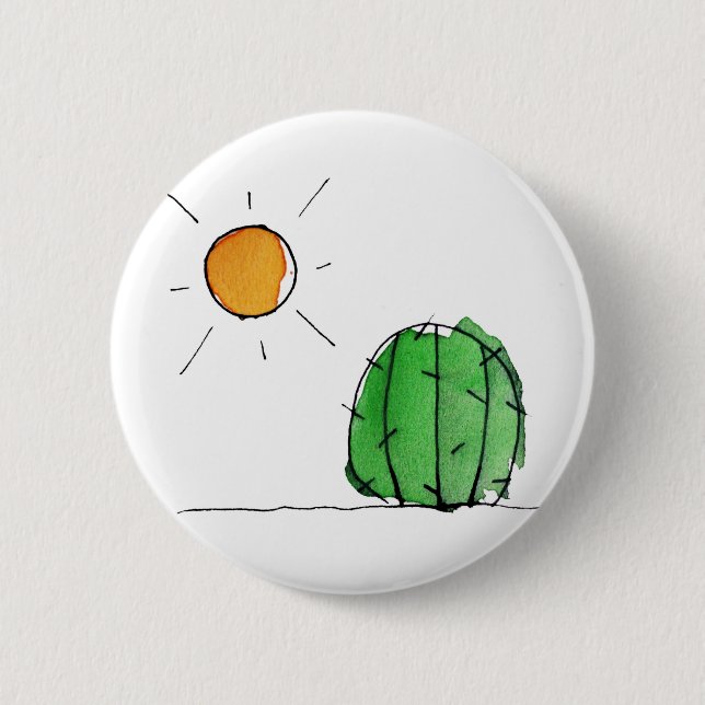 Kaktus und Sun Watercolor 2"-Taste Button (Vorderseite)