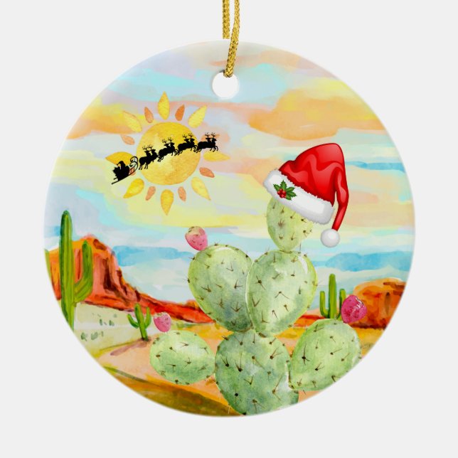 Kaktus-Weihnachtsverzierung Keramik Ornament (Vorne)