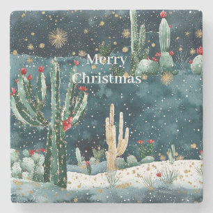 Kaktus Western Cowboy Cowgirl Weihnachten Western Steinuntersetzer