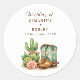Kaktus Wüste Arizona Kakteen Cowboy Hochzeit Runder Aufkleber