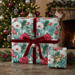 Kaktus Wüsten-Weihnachten Floristik Urlaubs-Design Geschenkpapier