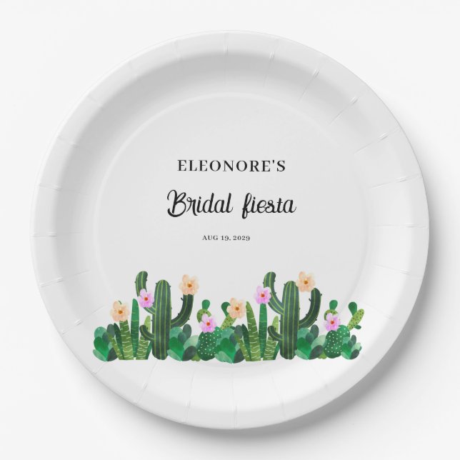 Kaktusblüten  Braut-Fest Pappteller (Vorderseite)