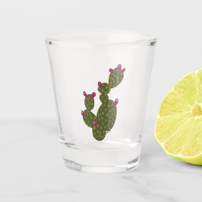 Kaktusfeige-Kaktus Schnapsglas (Vorderseite)