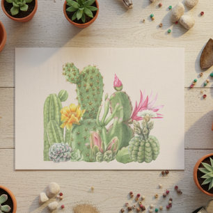 Kaktusgarten Kakteen Südwesten Aquarell Seidenpapier