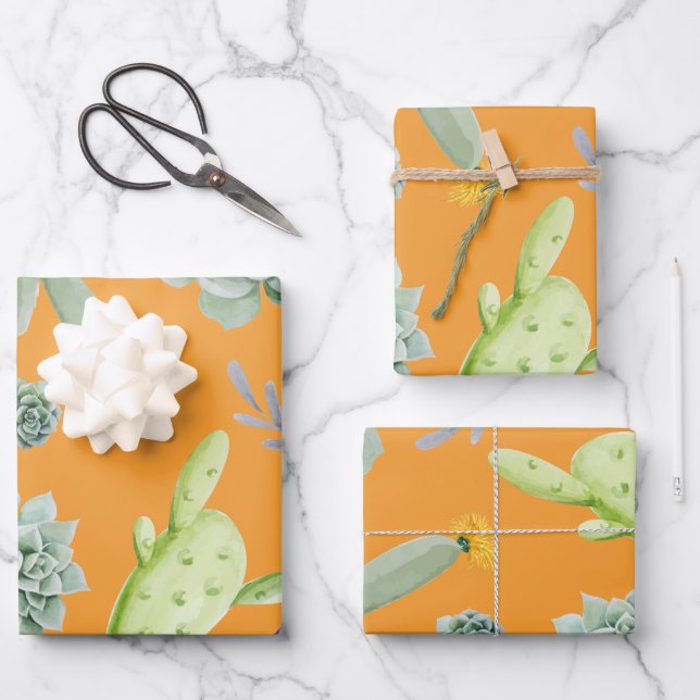 Kaktusmuster 11 geschenkpapier set (Vorderseite)