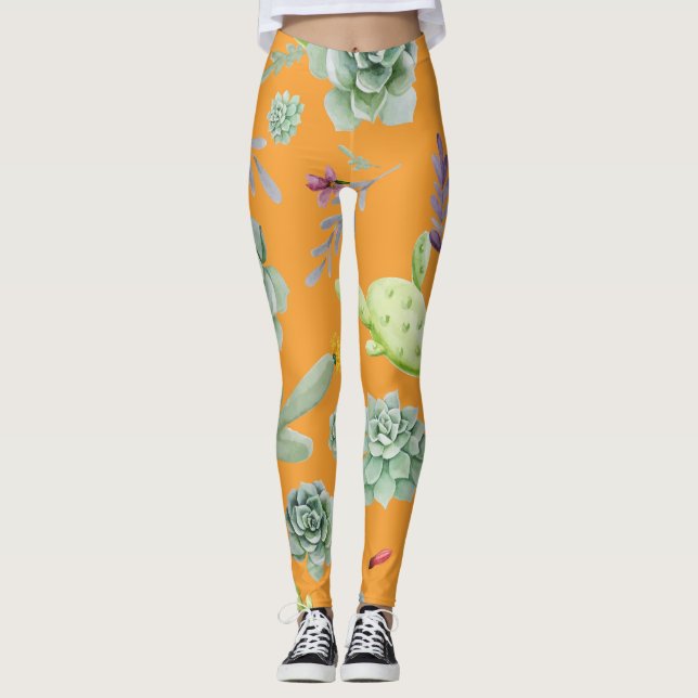 Kaktusmuster 11 leggings (Vorderseite)