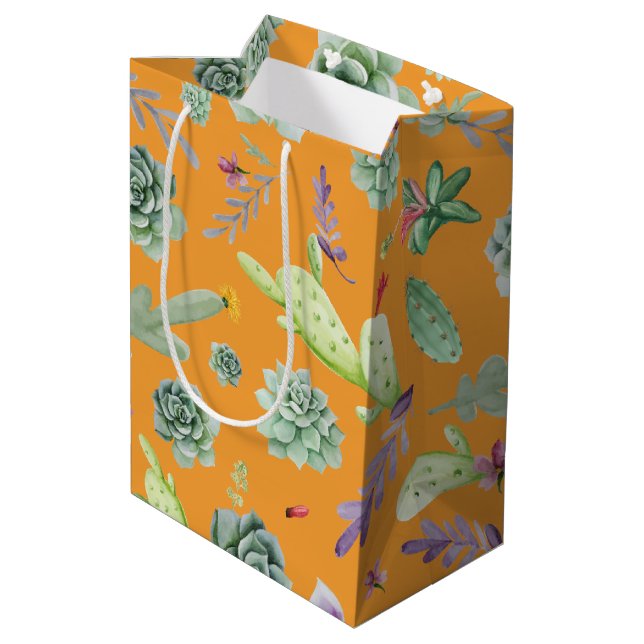Kaktusmuster 11 mittlere geschenktüte (Rückseite Schrägansicht)
