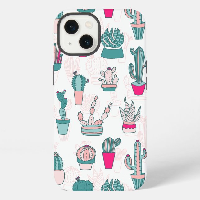 Kaktusmuster Case-Mate Trend Pink Zimmerpflanzen iPhone Hülle (Rückseite)