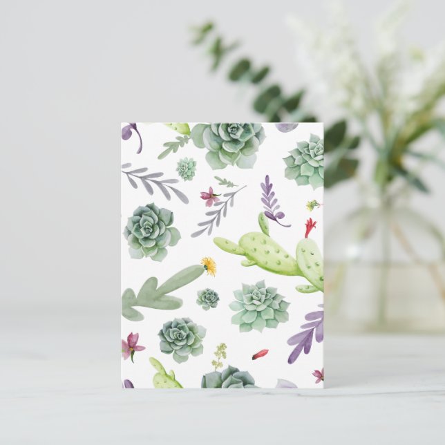 Kaktusmuster Postkarte (Stehend Vorderseite)