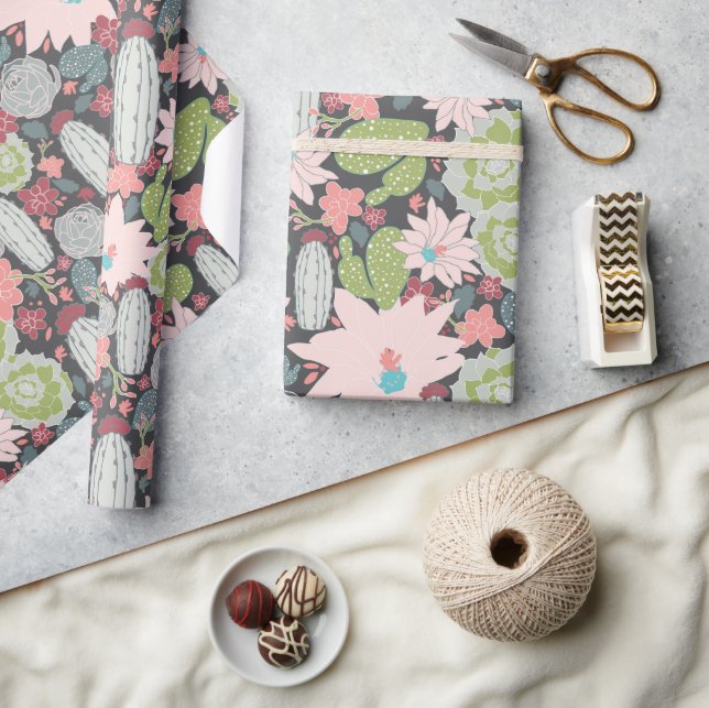 Kaktusmuster und Pflanze Geschenkpapier (Kunsthandwerk)