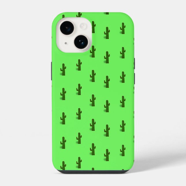 Kaktuspflanze auf hellgrün iPhone 14 hülle (Rückseite)