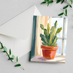 Kaktuspflanze Grüne botanische Aquarellkarte