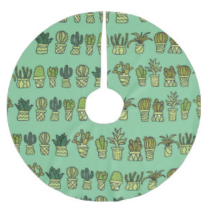 Kaktussammlung: Handgezeichnetes Doodle-Set. Polyester Weihnachtsbaumdecke