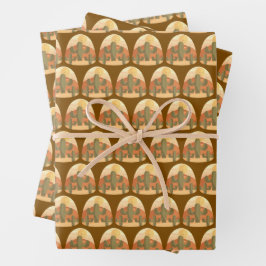 Kaktuswüste mit Sonne Geschenkpapier Set