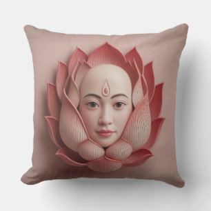 Kala Lotus Schleier 3D Batik Motiv Kissen