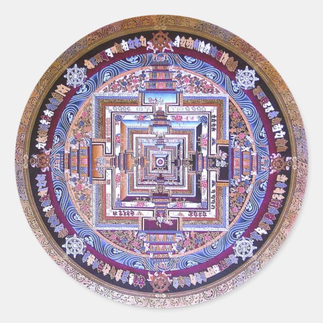 Kalachakra Mandala Runder Aufkleber (Vorderseite)