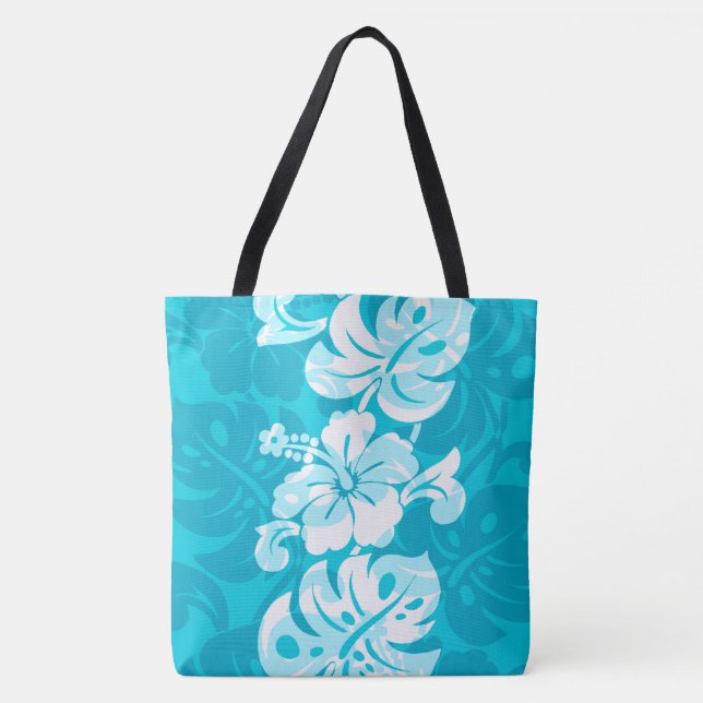 Kalakaua Border Hawaiian Hibiskus Beach Bag Tasche (Vorderseite)