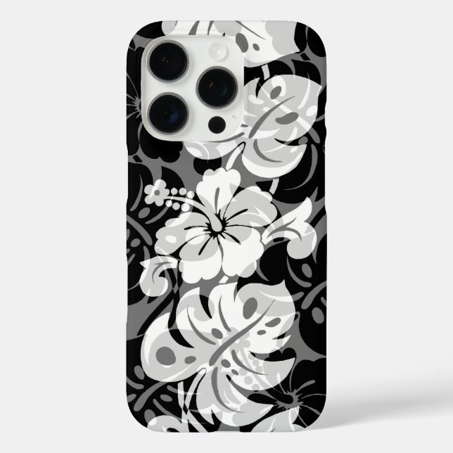Kalakaua Border Hawaiian Hibiskus Black iPhone 16 Pro Hülle (Rückseite)
