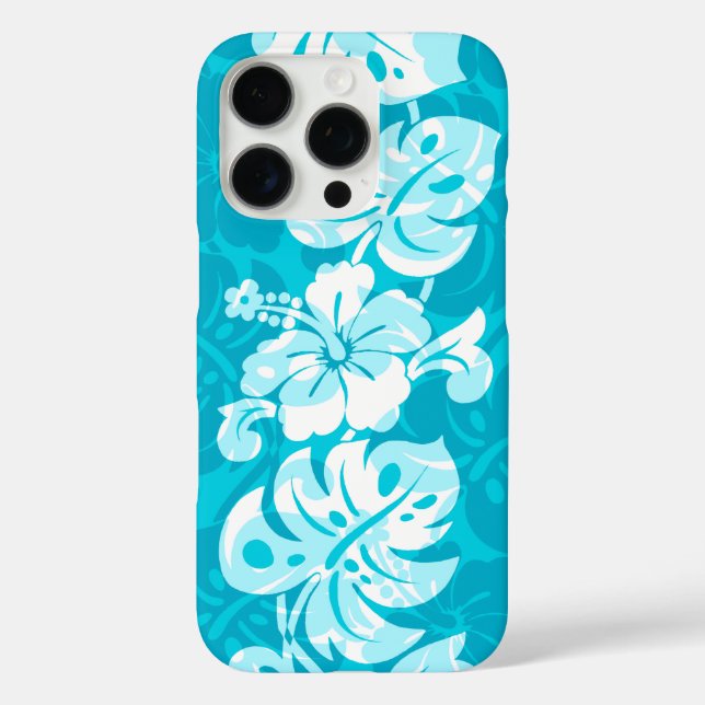 Kalakaua Border Hawaiian Hibiskus Türkis iPhone 16 Pro Hülle (Rückseite)