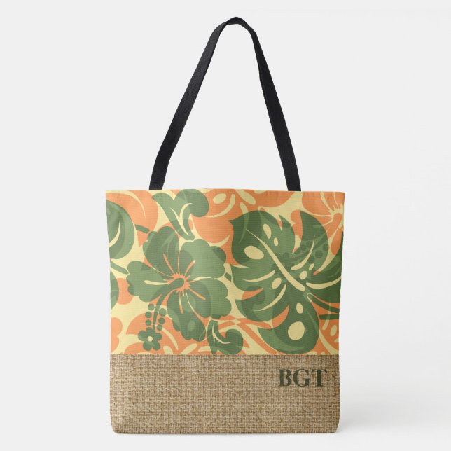 Kalakaua Hawaiian Hibiskus Monogram Beach Bag Tasche (Vorderseite)