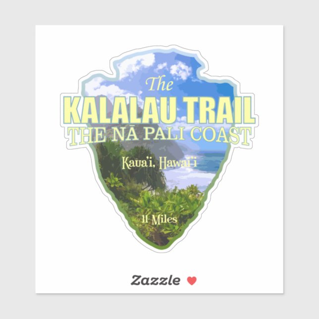 Kalalau-Pfad (Pfeilspitzen) Aufkleber (Blatt)