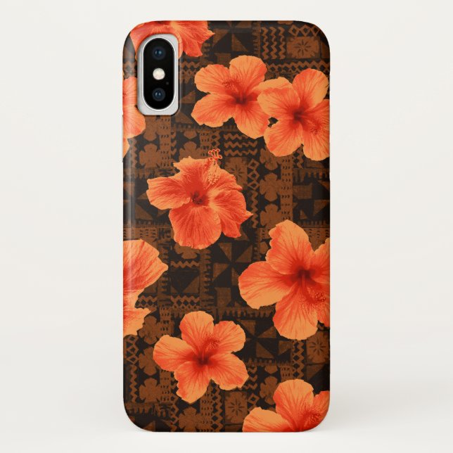 Kalalau Tapa-tropischer hawaiischer Hibiskus Case-Mate iPhone Hülle (Rückseite)