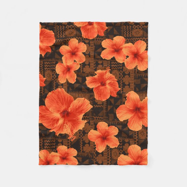 Kalalau Tapa-tropischer hawaiischer Hibiskus Fleecedecke (Vorderseite)