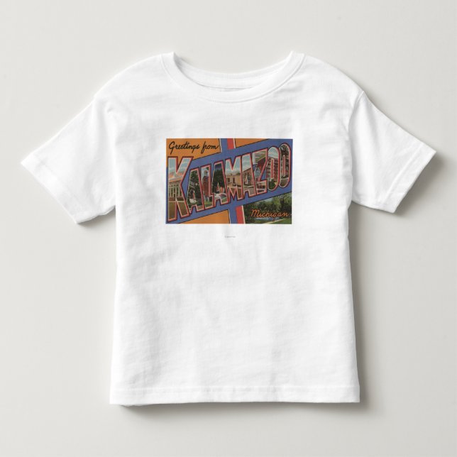 Kalamazoo, Michigan - große Buchstabe-Szenen Kleinkind T-shirt (Vorderseite)
