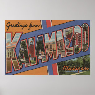 Kalamazoo, Michigan - große Buchstabe-Szenen Poster