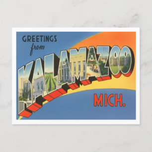 Kalamazoo, Michigan Vintage Big Letters Carte post