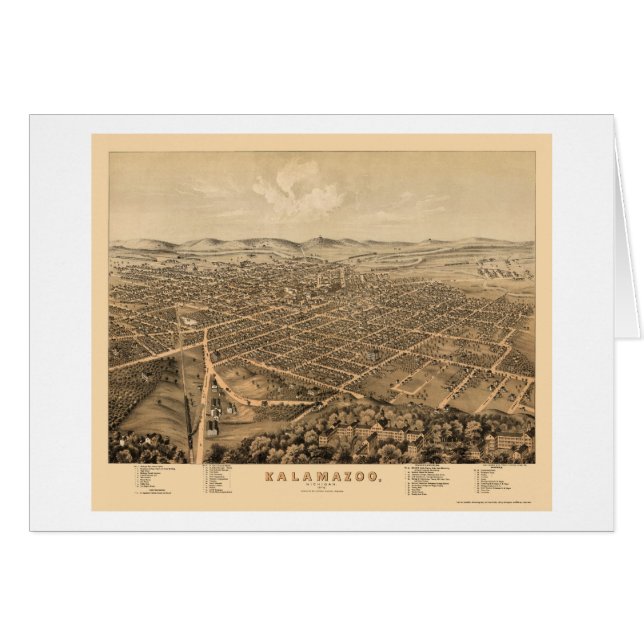 Kalamazoo, panoramische Karte MI - 1874 (Vorderseite (Horizontal))