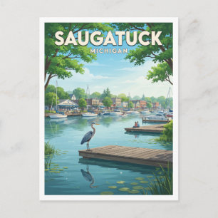 Kalamazoo River Waterfront Saugatuck Michigan Gesc Postkarte