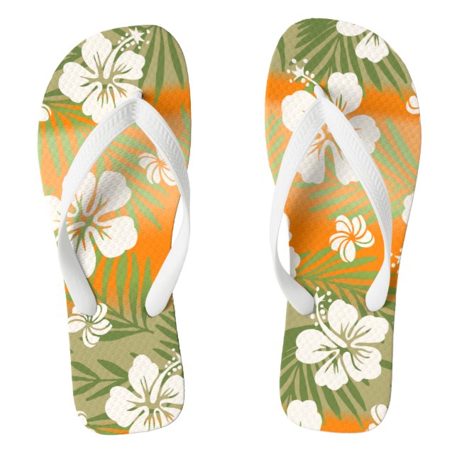 Kalani Gefärbte Krawatte Blend Tropischer Hibiskus Flip Flops (Fußbett)