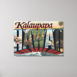 Kalaupapa, Hawaii - Große Buchstabenszenen Leinwanddruck