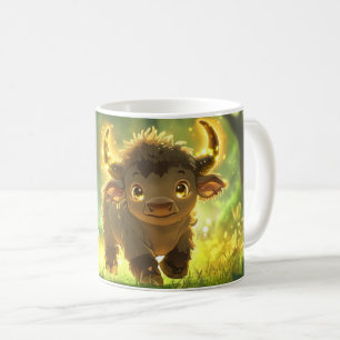 Kalb Cartoon-Stil lebendige bunte niedliche farben Kaffeetasse