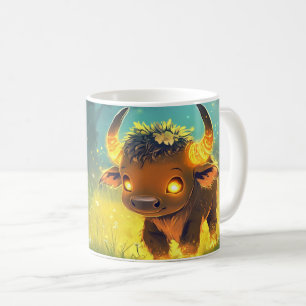 Kalb Cartoon-Stil lebendige bunte niedliche farben Kaffeetasse