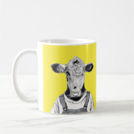Kalb in Dungaree (Retro-Gelb) Kaffeetasse