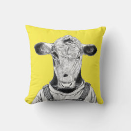 Kalb in Dungaree (Retro-Gelb) Kissen