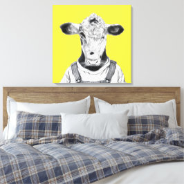 Kalb in Dungaree (Retro-Gelb) Leinwanddruck